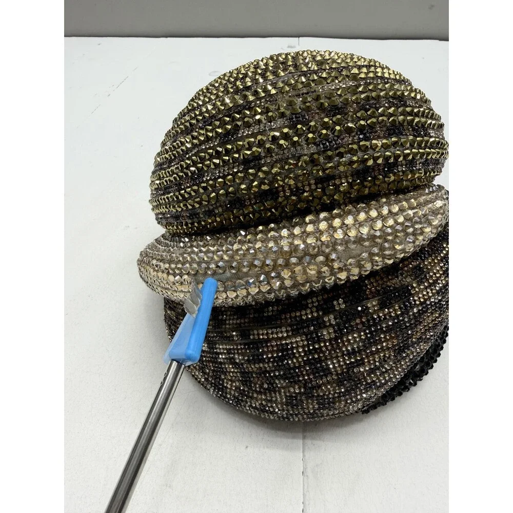 Charles Zawan Hat Skull Cap Fitted Womens One Size Multicolor Velvet Rhinestone